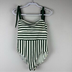 summersalt Green and White Striped One-Piece Swimsuit